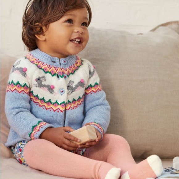 Mini Boden Other - (NWOT)Mini boden easter sky blue bunnies edie fair isle cardigan